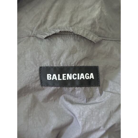 Balenciaga Grey Black Red Logo Zipper Oversized Elephant Windbreaker Jacket 50 - Picture 3 of 7